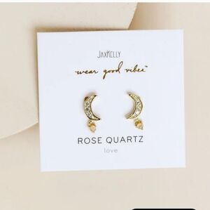 JaxKelly Gold Rose Quartz Earrings